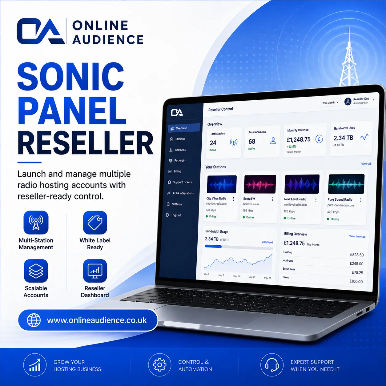 Sonic Panel Reseller Hosting for Streaming Providers.