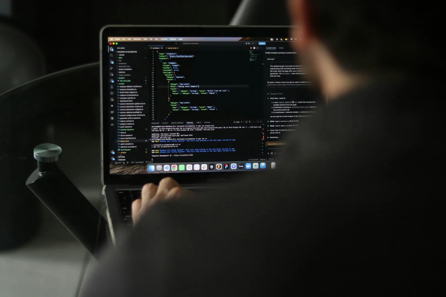 Software developer coding a web platform